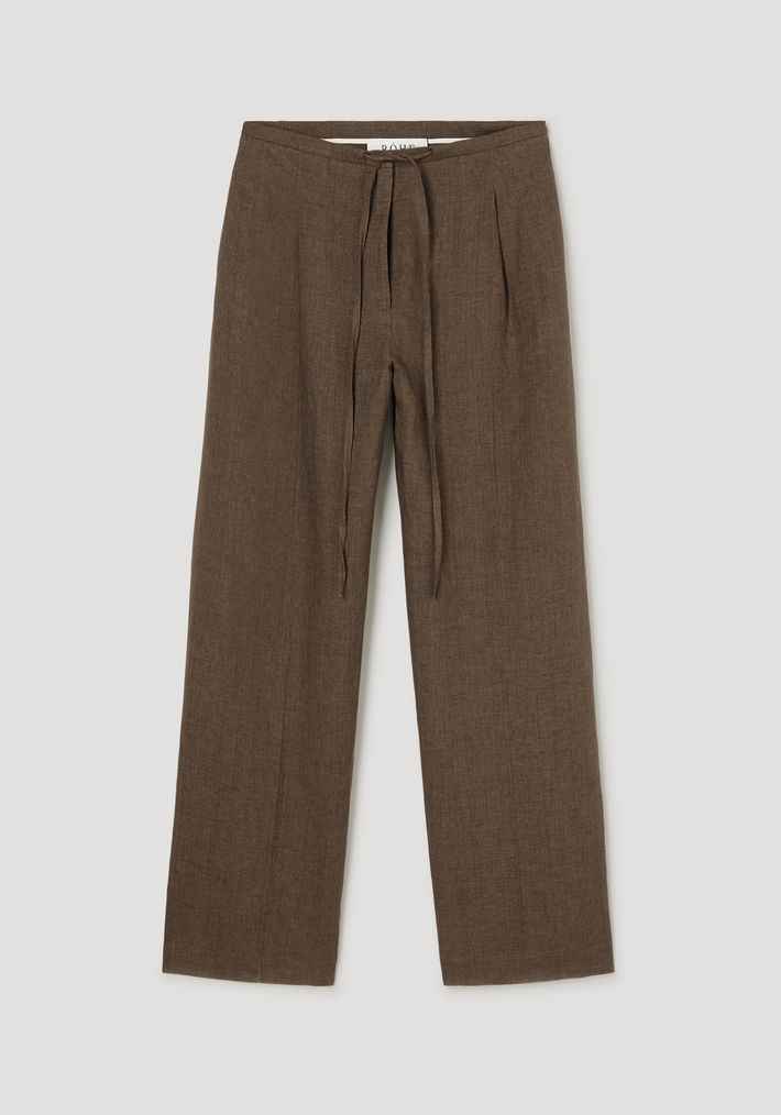 Relaxed drawstring trousers | brown melange