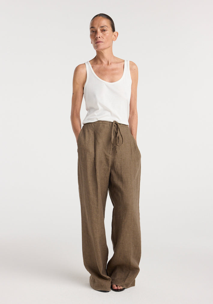 Relaxed drawstring trousers | brown melange