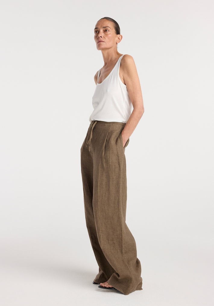Relaxed drawstring trousers | brown melange
