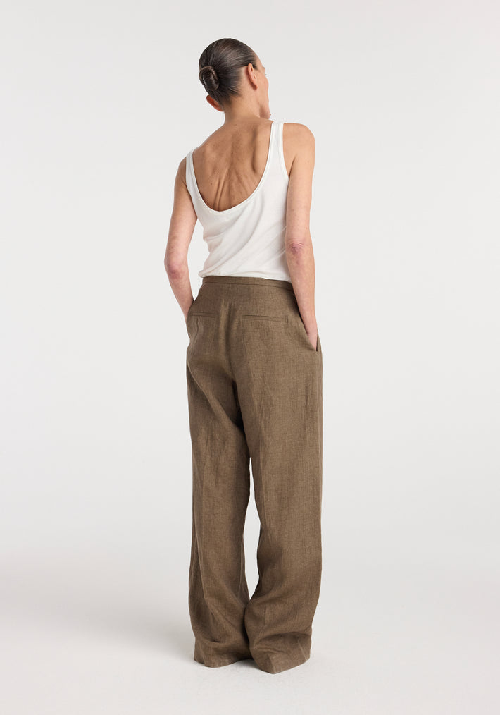 Relaxed drawstring trousers | brown melange