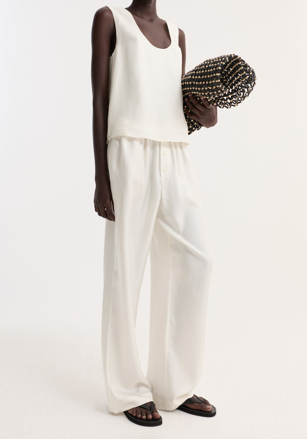 Relaxed silk trousers | cream