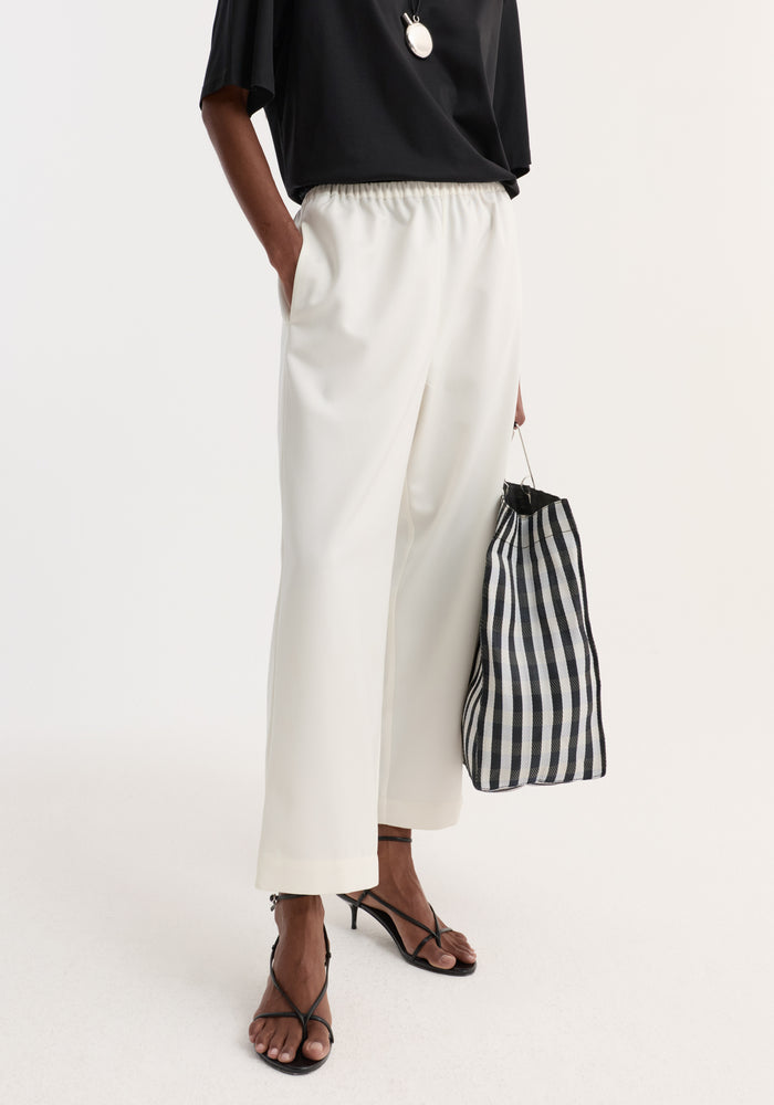 Cropped wide leg trousers | off white