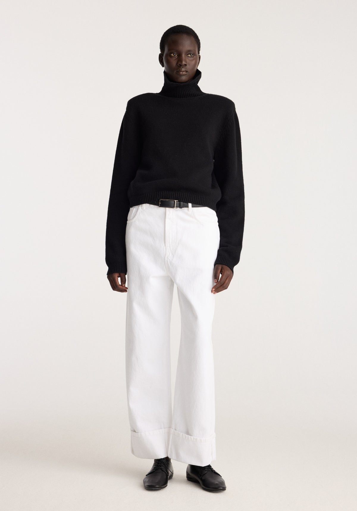Baggy fit turn-up denim | optic white