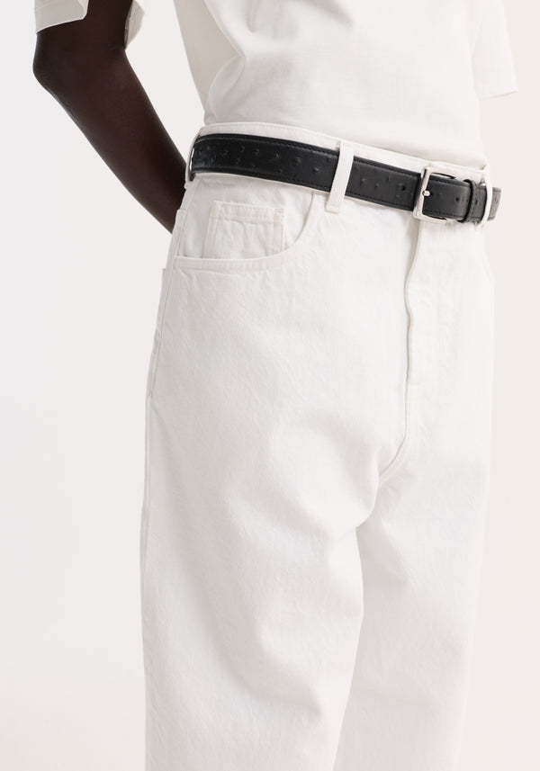 Baggy fit turn-up denim | optic white