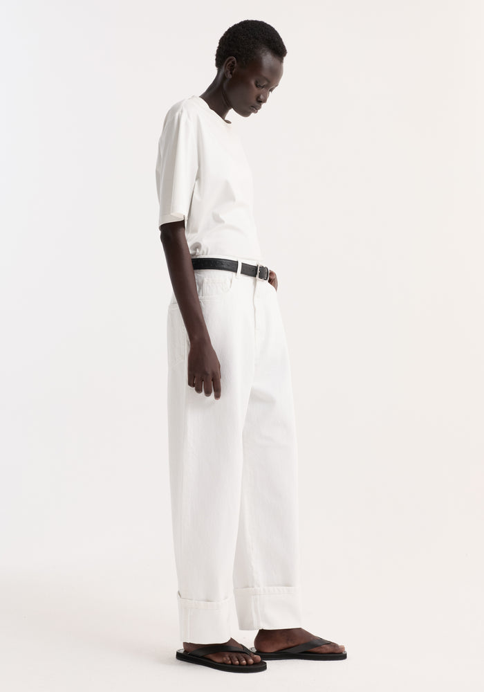 Baggy fit turn-up denim | optic white