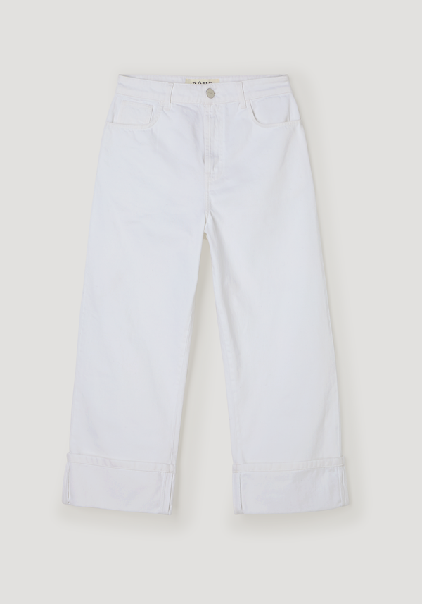 Baggy fit turn-up denim | optic white