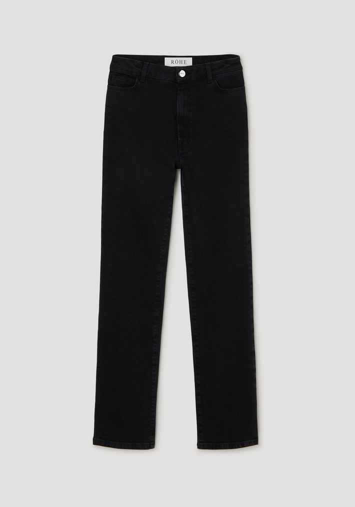 High-rise straight stretch denim | black