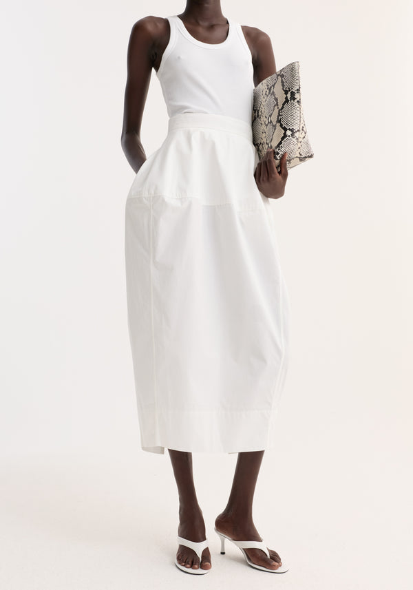 Sculptural poplin skirt | optic white