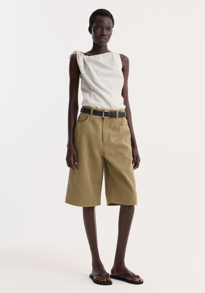 Baggy fit denim shorts | sage