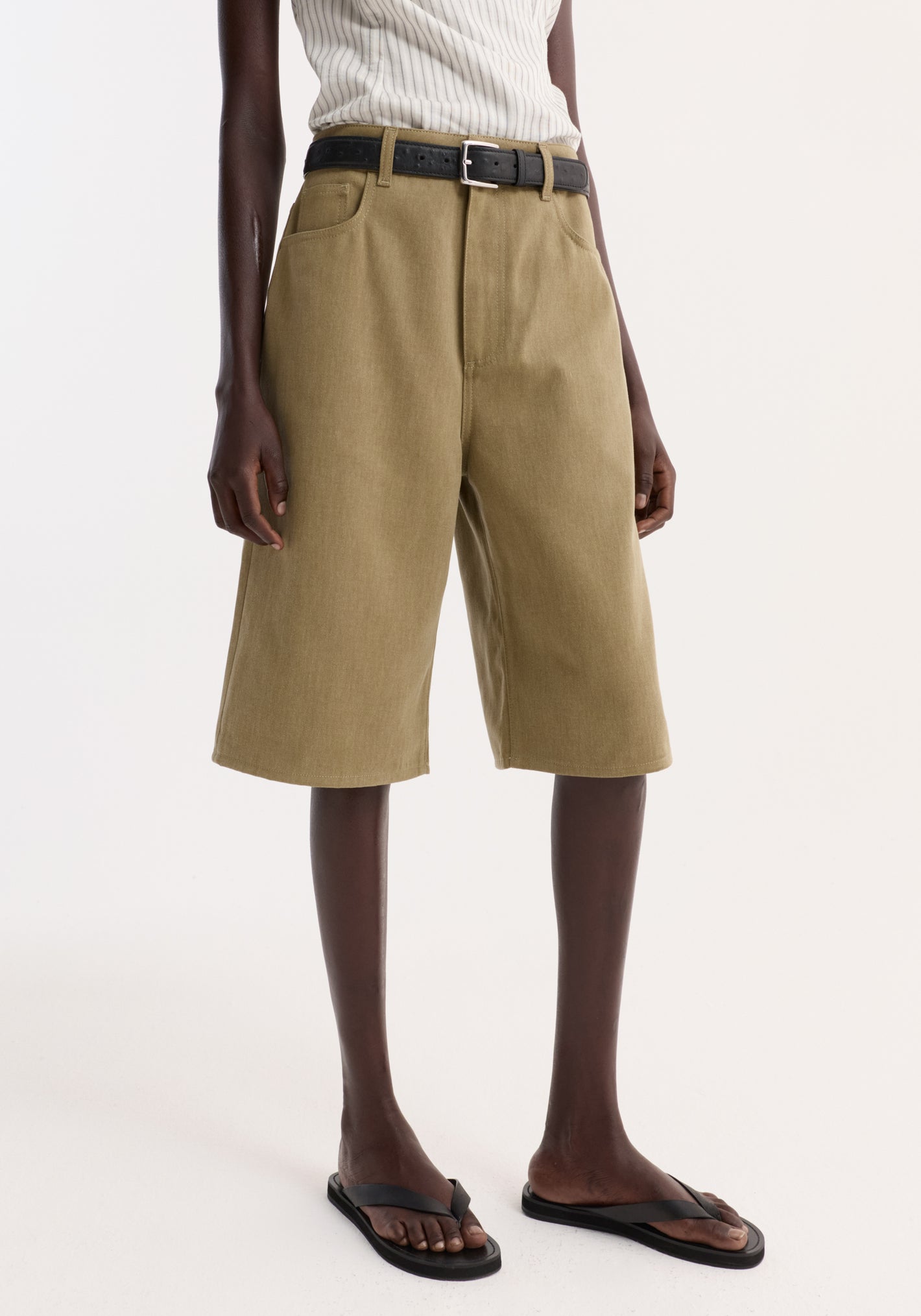 Baggy fit denim shorts | sage