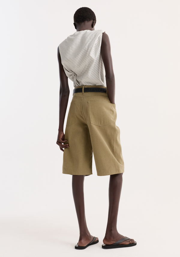 Baggy fit denim shorts | sage