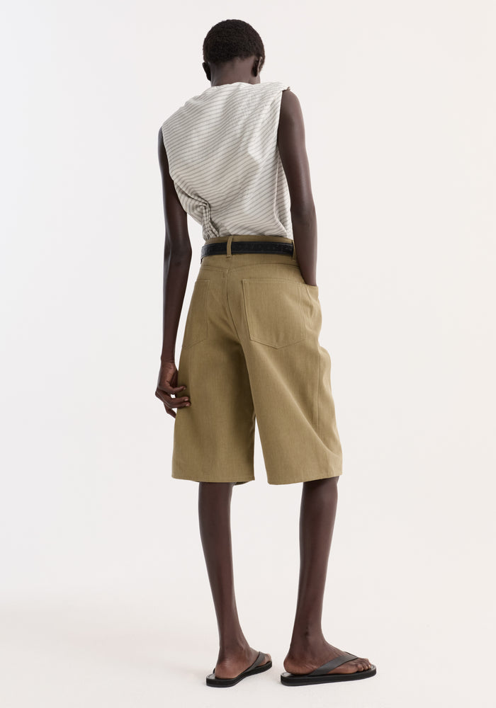 Baggy fit denim shorts | sage