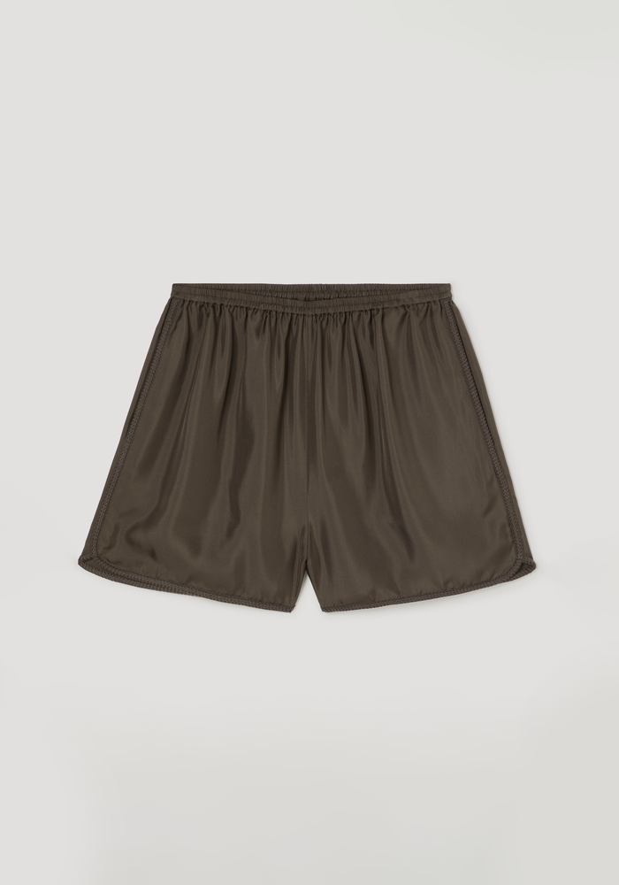 Taped silk shorts | earth