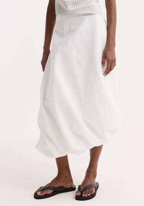 Twisted crushed cotton skirt | optic white