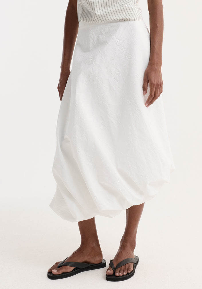 Twisted crushed cotton skirt | optic white
