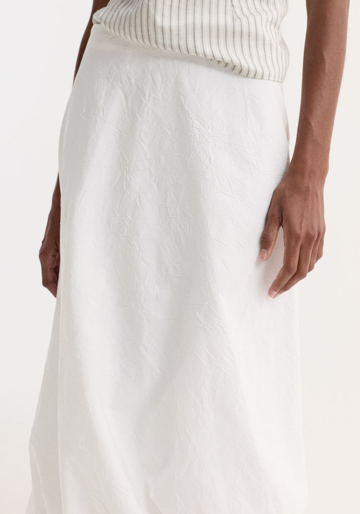 Twisted crushed cotton skirt | optic white