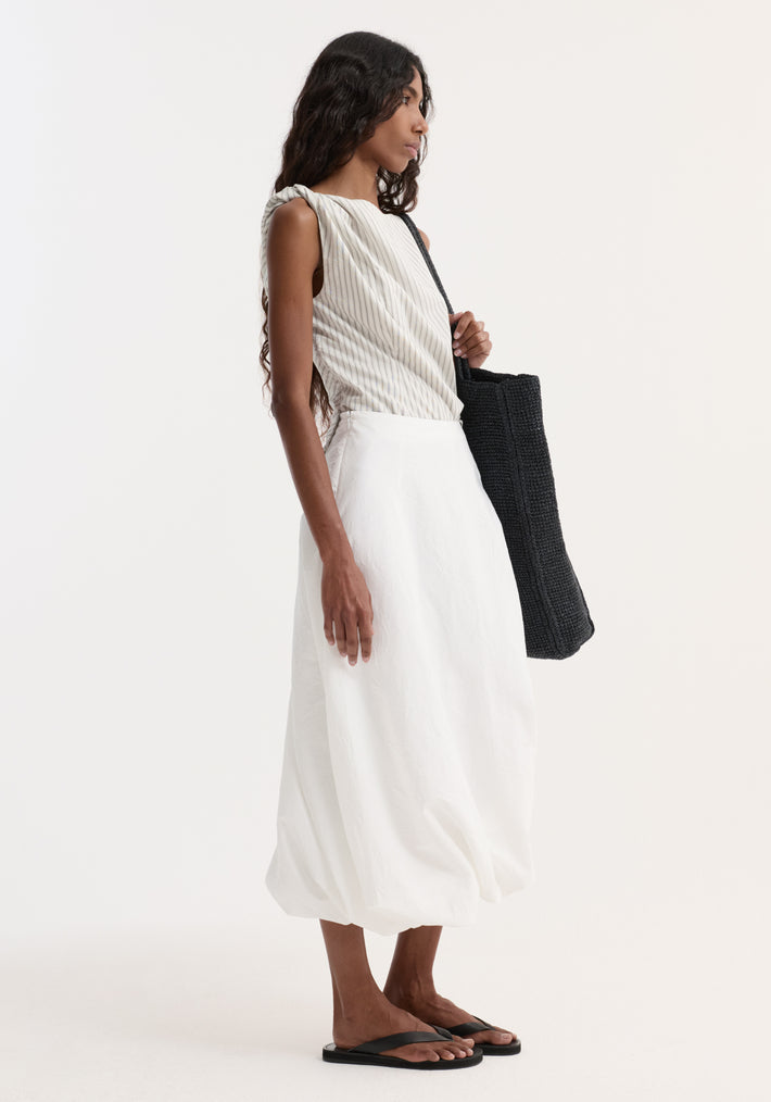 Twisted crushed cotton skirt | optic white