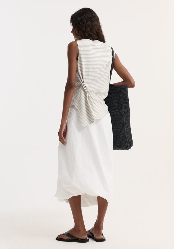 Twisted crushed cotton skirt | optic white