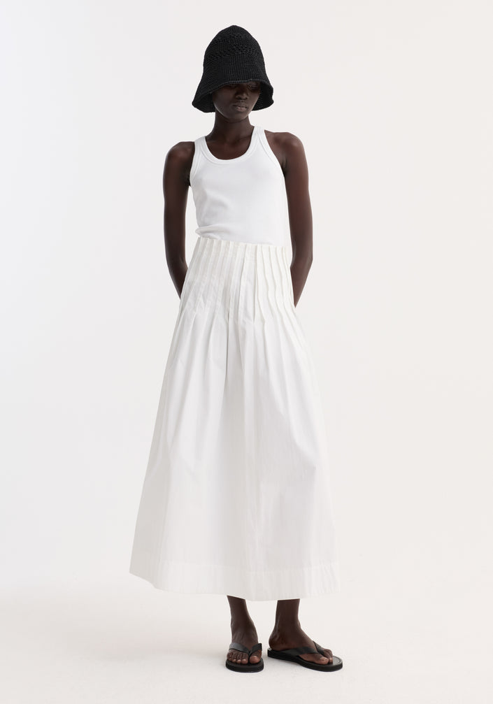 Pleated poplin maxi skirt | optic white