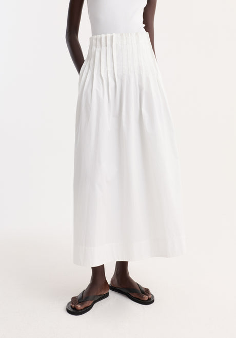 Pleated poplin maxi skirt | optic white