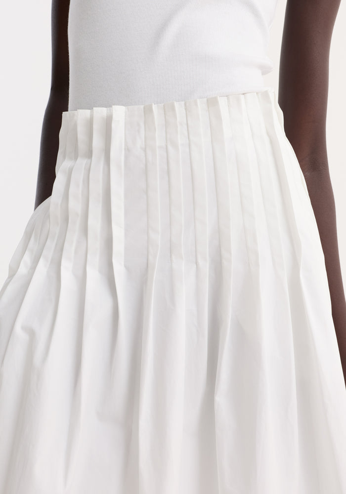 Pleated poplin maxi skirt | optic white