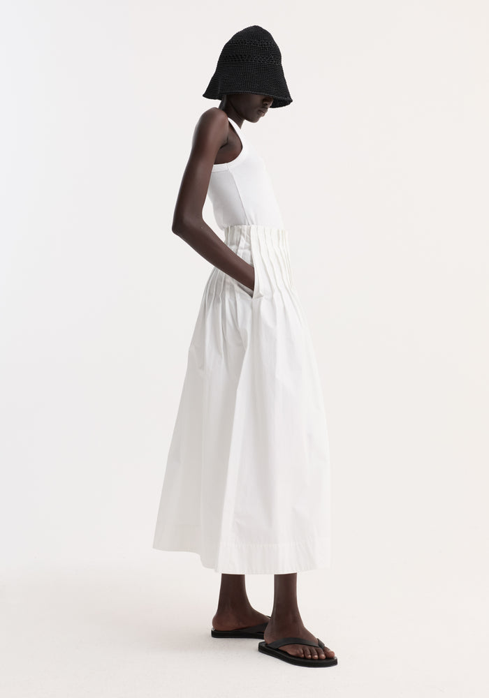 Pleated poplin maxi skirt | optic white