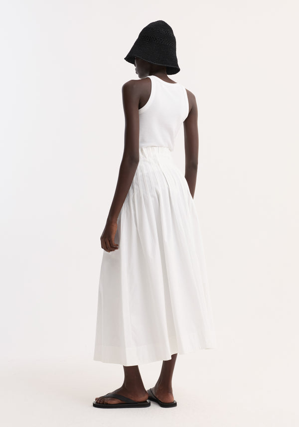 Pleated poplin maxi skirt | optic white