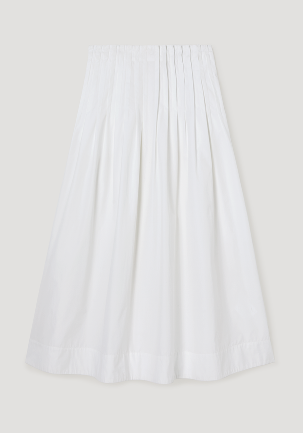 Pleated poplin maxi skirt | optic white
