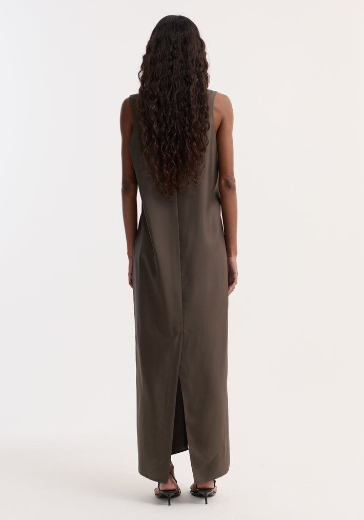 Silk scoop-neck dress | earth