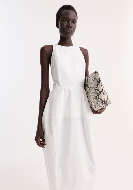 Sculptural poplin dress | optic white