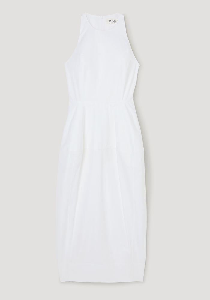 Sculptural poplin dress | optic white