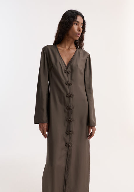 Pankou closure silk dress | earth