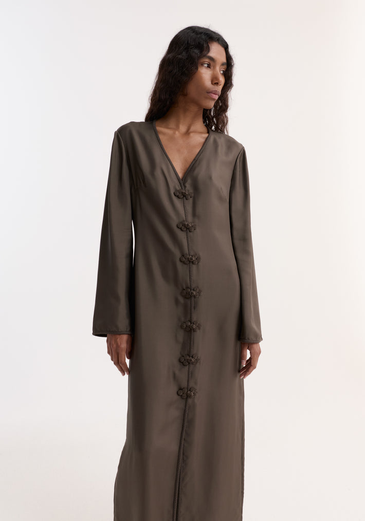 Pankou closure silk dress | earth