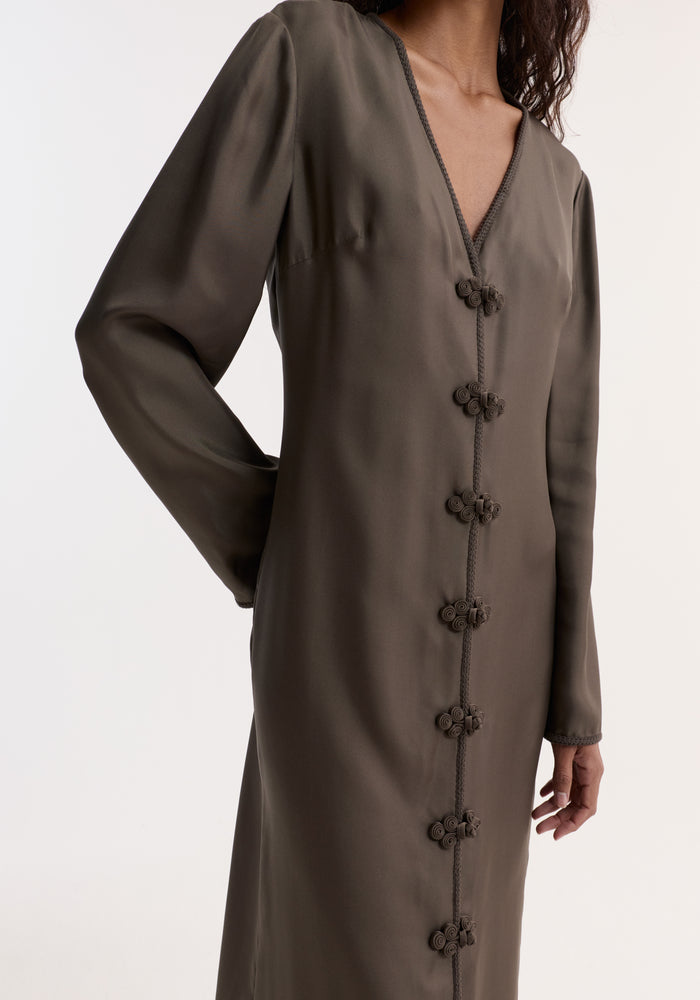 Pankou closure silk dress | earth
