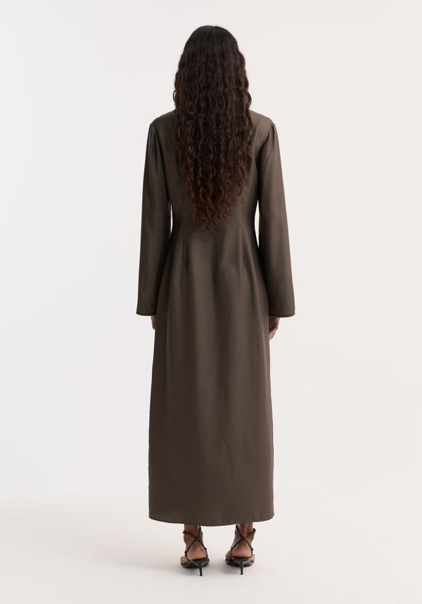 Pankou closure silk dress | earth