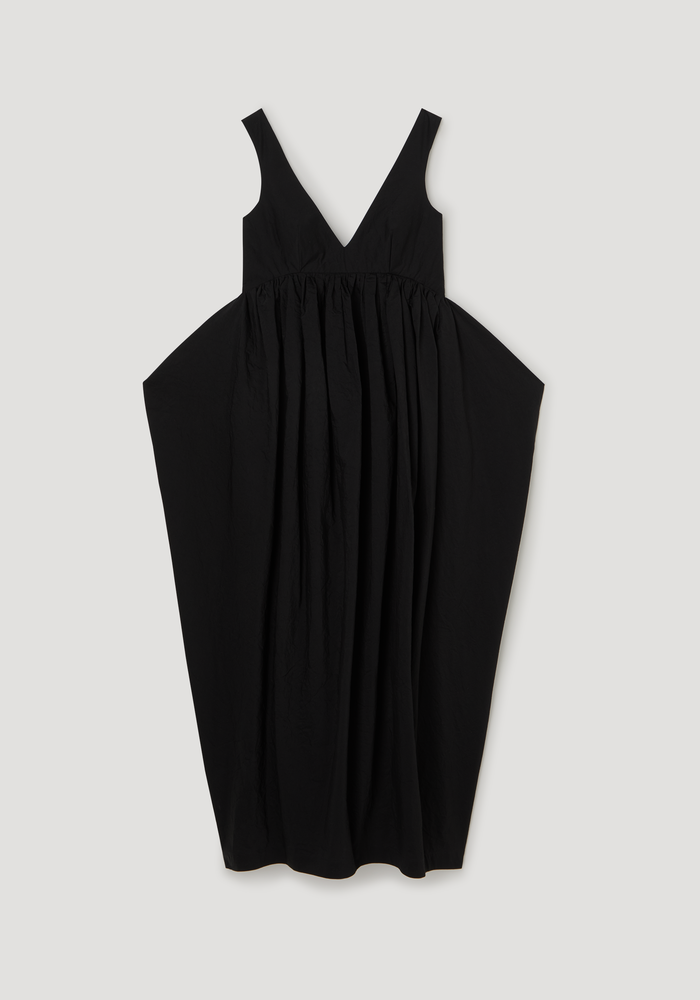 Sculptural textured cotton dress | black