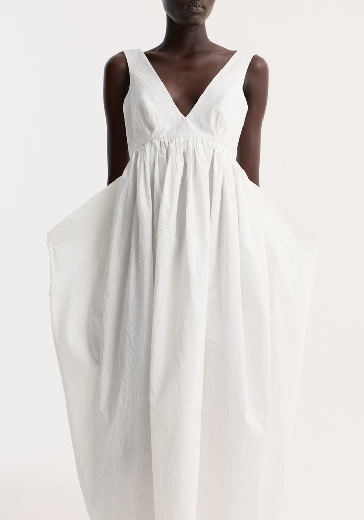 Sculptural textured cotton dress | off white