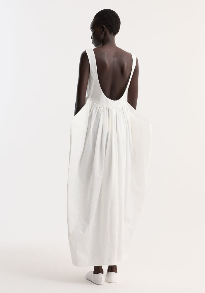 Sculptural textured cotton dress | off white