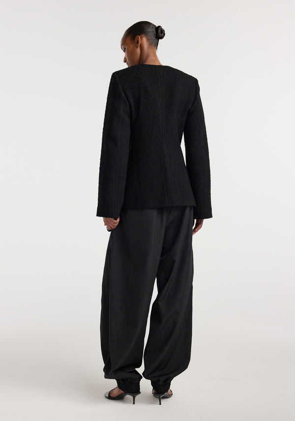 Bouclé shaped blazer | black