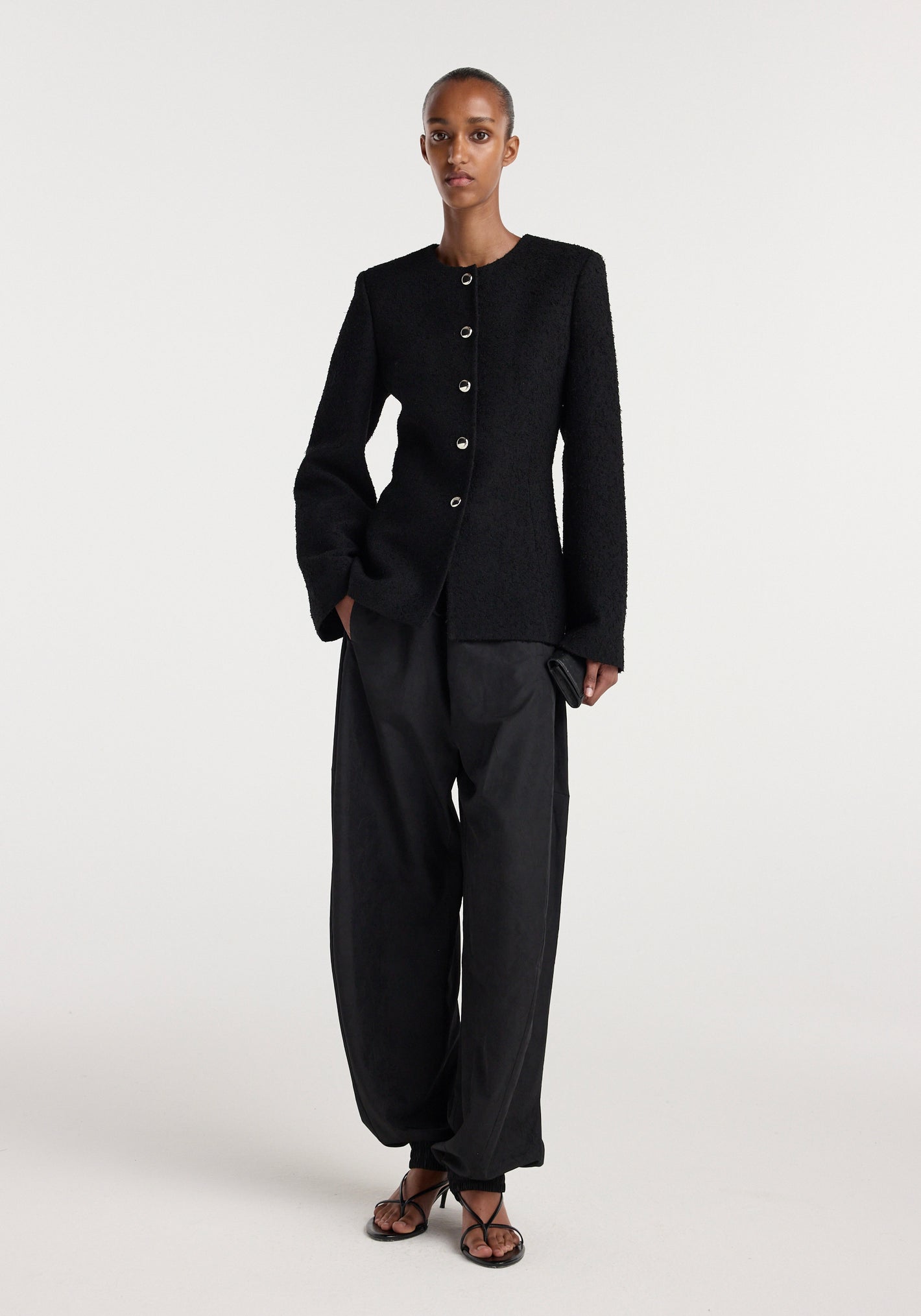 Bouclé shaped blazer | black
