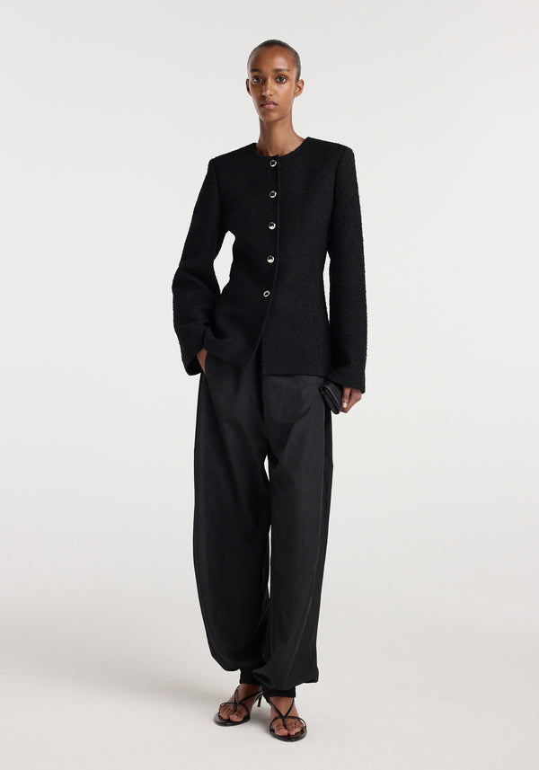 Bouclé shaped blazer | black
