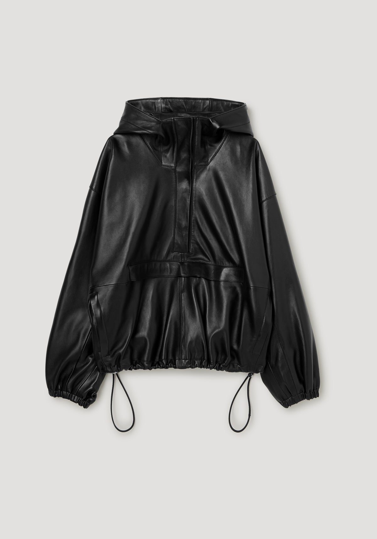 Leather oversized anorak | black
