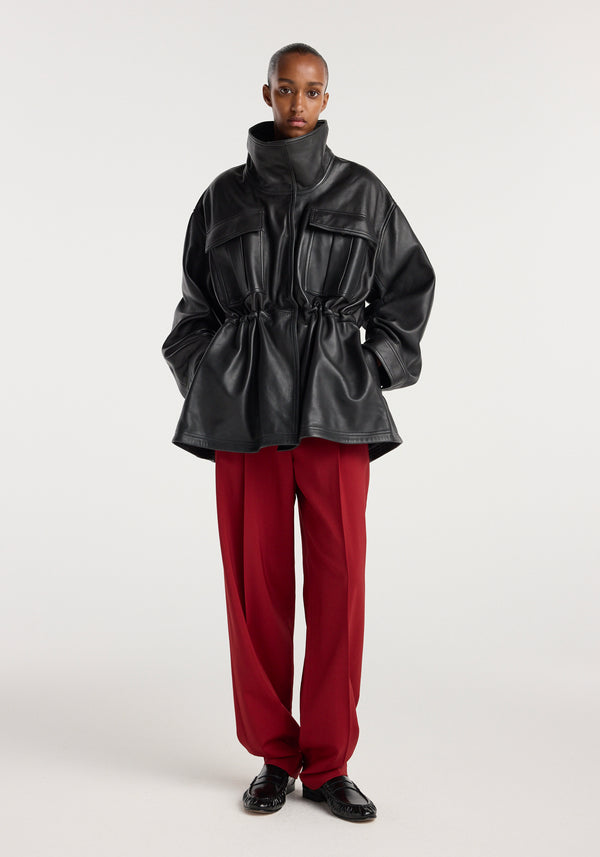 Sculptural leather jacket | black