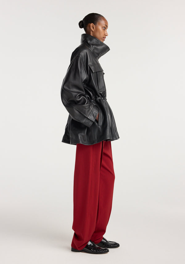 Sculptural leather jacket | black