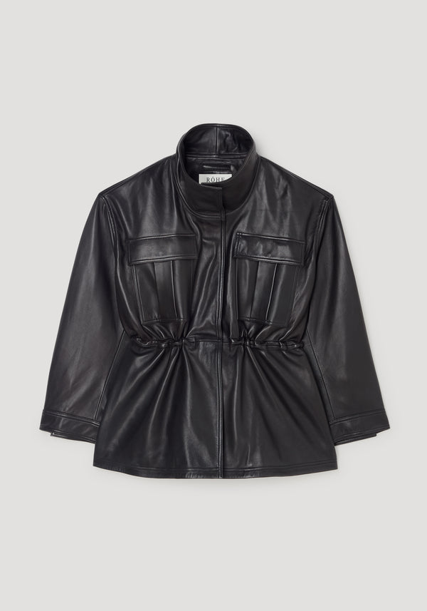 Sculptural leather jacket | black