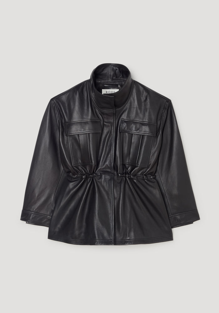 Sculptural leather jacket | black