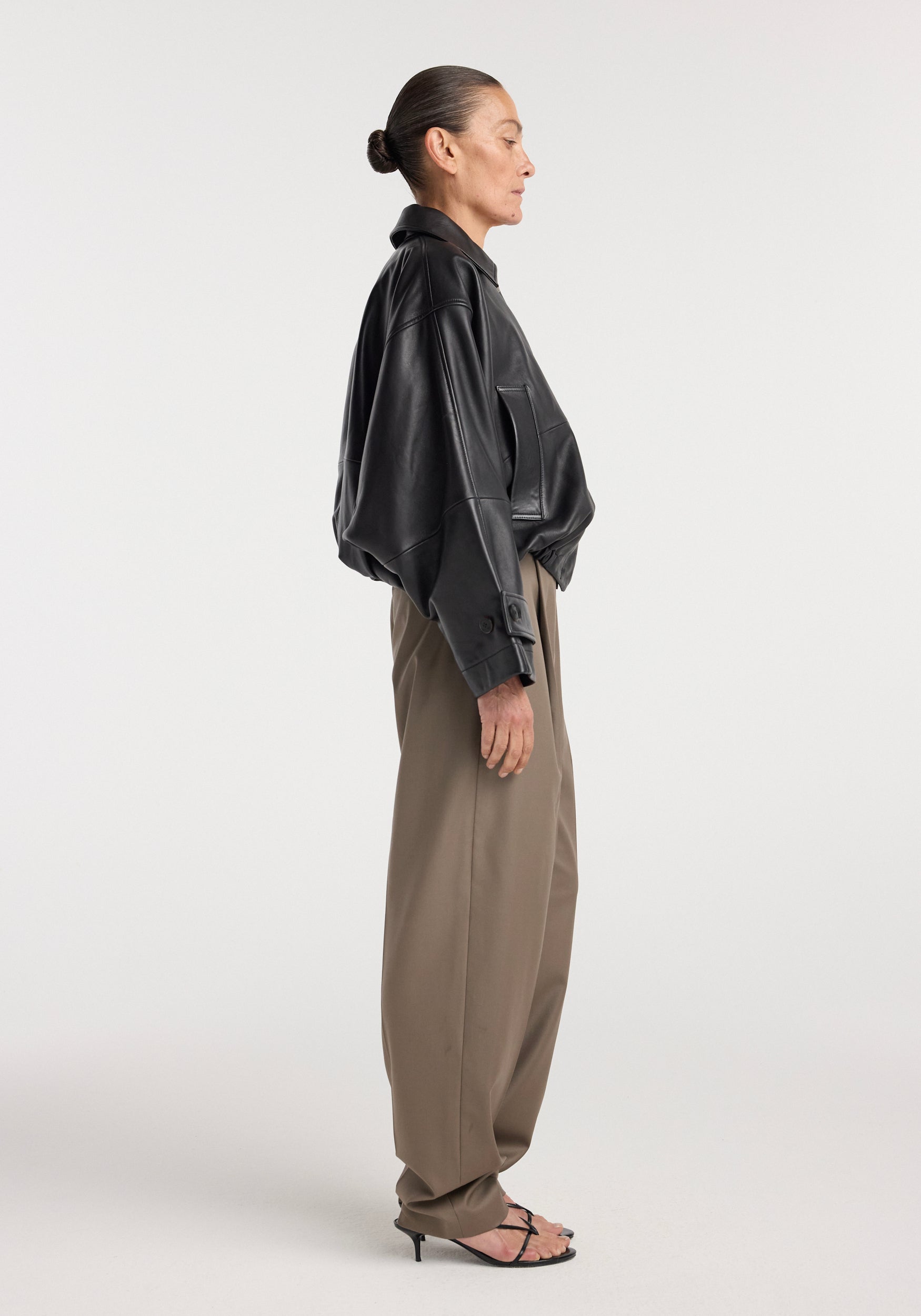 Leather blouson jacket | black