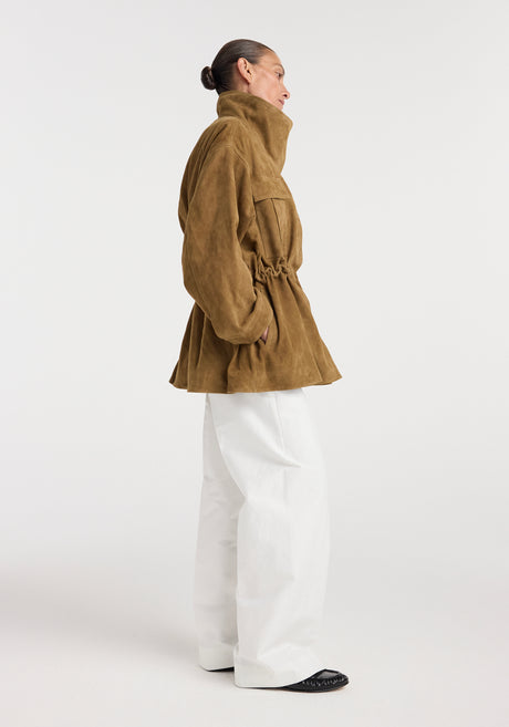 Sculptural suede jacket | sage