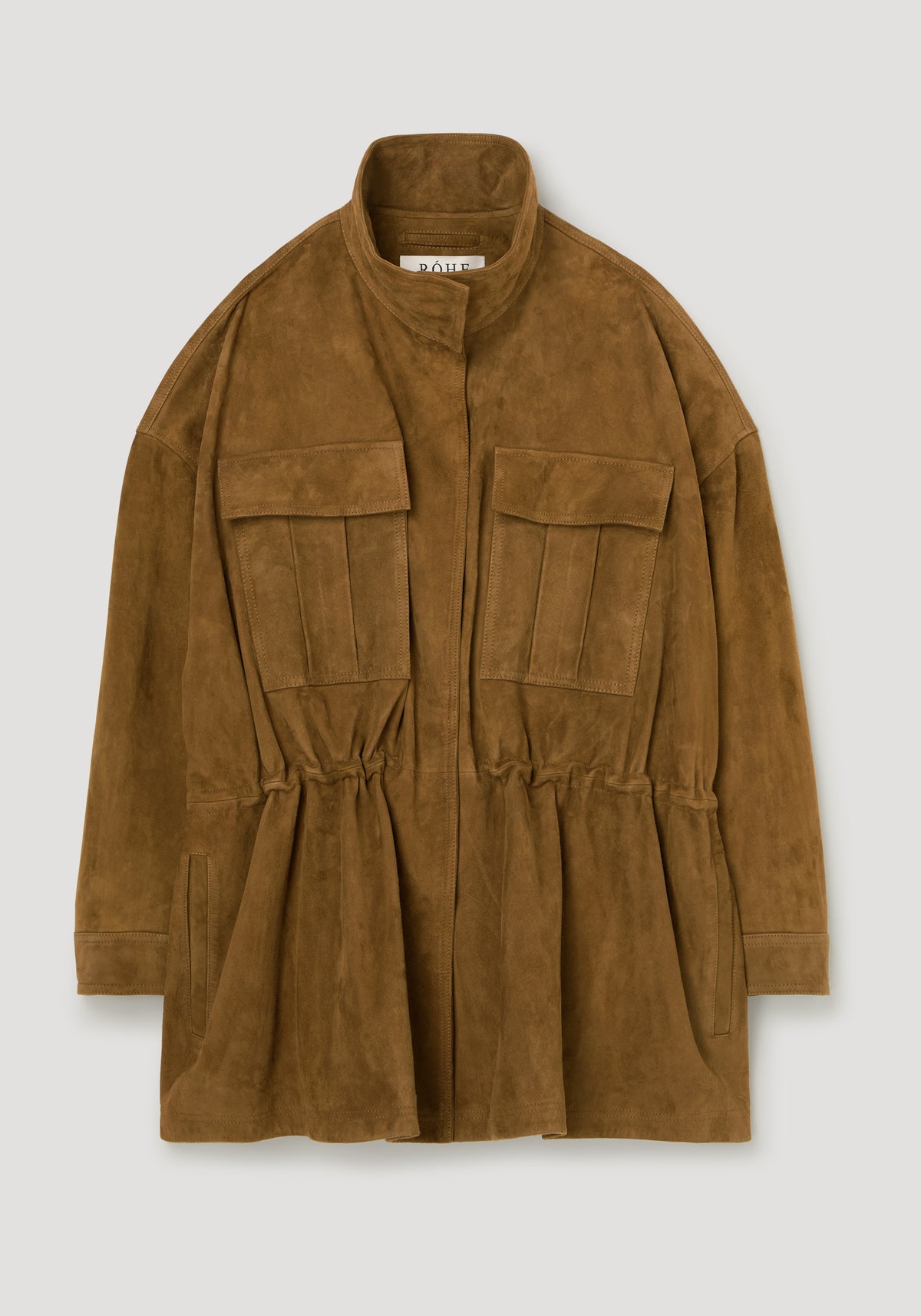 Sculptural suede jacket | sage