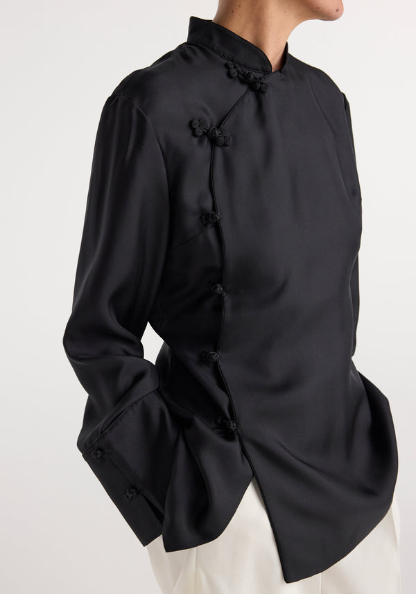 Pankou closure silk top | black